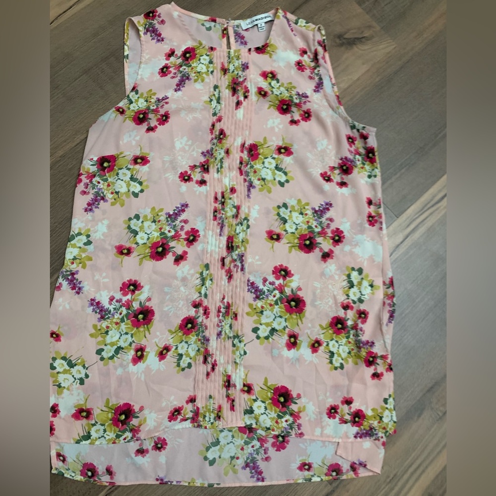 Pink floral medium tank top